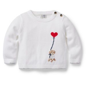 Janie and Jack Baby Puppy Dog Heart Knit Sweater 0-3 Months